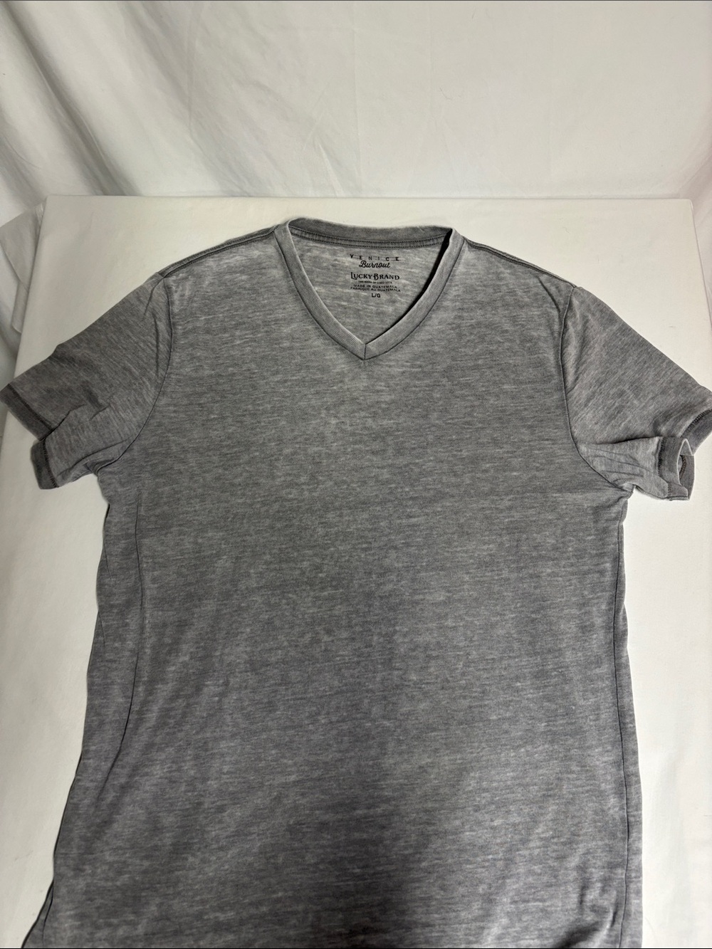 Lucky Brand Venice Burnout Gray V-Neck T-Shirt Men’s Large